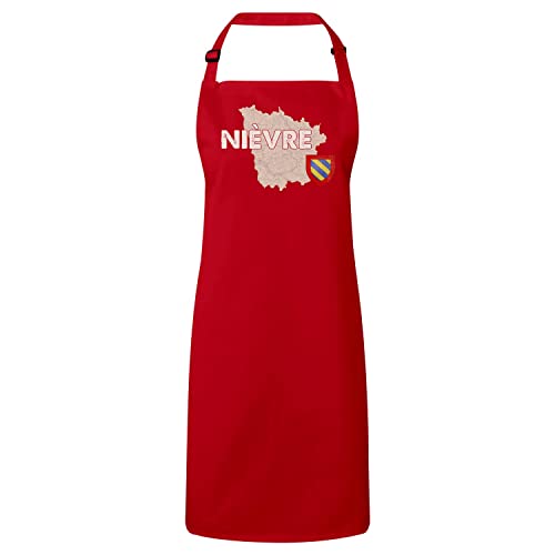 Tablier de cuisine rouge 58 Nièvre pour cuisiner avec sa carte de Nevers