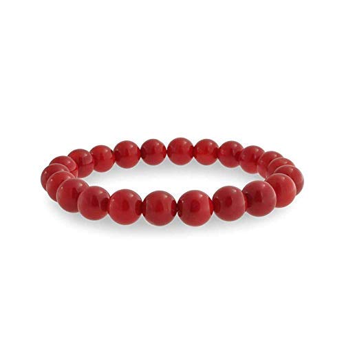Natural Red Coral Quartz Gemstone Bracelet Round Loose Beads 8mm