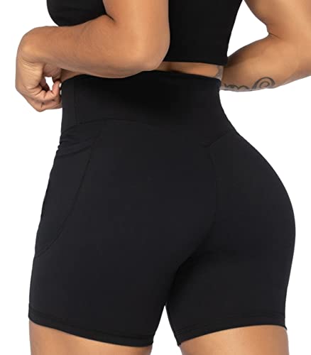 Image of Sunzel No Front Seam Biker Shorts for Women with Pockets, Yoga Workout Gym Bike Shorts with Tummy Control | 3, 5 Or 8-Inch Inseam, High Waisted, No Front Seam, Side Pockets, Buttery Soft, Compression Fit, Squat Proof, Tummy Control
