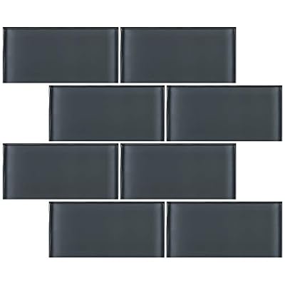 TCSAG-06 3x6 Dark Grey Glass Subway Tile -Kitchen and Bath Backsplash Wall Tile (1sqt)