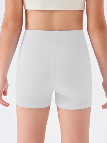 Haloumoning 3 Pack Girls Athletic Shorts Kids High Waisted Gymnastics Yoga Dance Biker Shorts 5-14 Years3