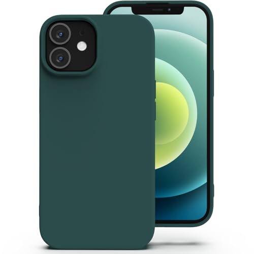 Zuvirelx Silikon Handyhülle für iPhone 12 Mini Hülle Weiches Griff Dünne Minimalistisch Stoßfest rutschfest Taschenpassend - Tiefgrün