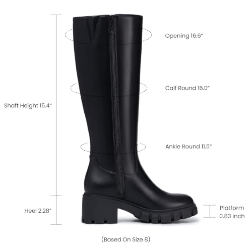 Athlefit Platform Knee High Boots Tall Fall Boots Round Toe Chunky Lug Sole - image 4