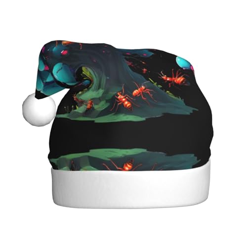WHJWZY Sombrero de Navidad para adultos, accesorio festivo, Halloween, ceremonias anuales, fiestas de vacaciones, imagen de colonia de hormigas de neón