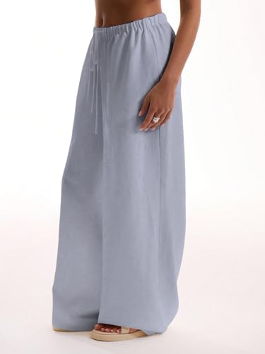 Image of RoseSeek Women's Beach Cover Ups Wide Leg Loose Linen Pants Swimsuit Coverup Summer Vacation Outfits 2026