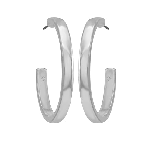 GUESS "Basic" Silver Logo Open Hoop Earrings2