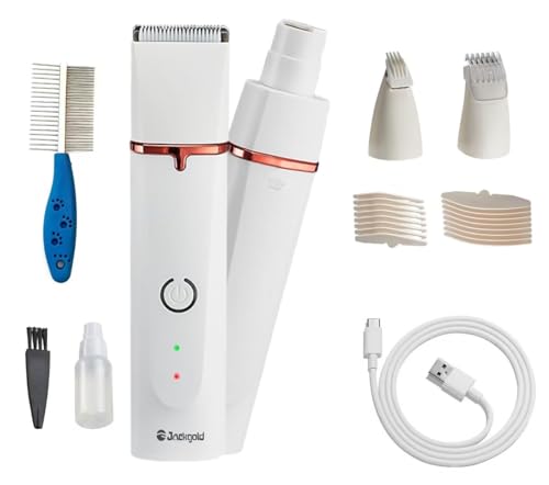 Dog Grooming Clippers Kit,Electric Rechargeable Cat Trimmer Tools,4 in 1 Multifunctional Low Noise...