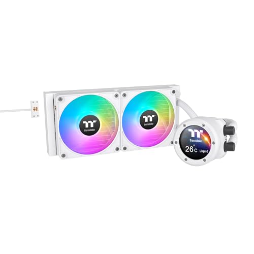 Image of Thermaltake TH240 V2 Ultra EX ARGB AIO Cooler /Snow /Water Block 2.1 inch LCD /Fan 120 * 2 /Magnetic Quick Connection /MB ARGB Sync Control /LCD Software Control /CL-W425-PL12SW-A