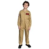 Mad Engine Ghostbusters Kids Costume with 4 Interchangeable Patches - Cosplay Zip-up Jumpsuit for Halloween