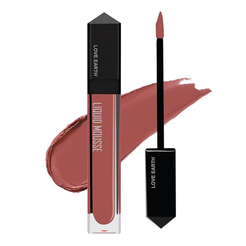 Image of LoveEarth Matte Liquid Lipstick - Citrus Cosmo Shade | Long-Stay, Transfer-Proof & Lightweight | Vitamin E Enriched, Vegan Lip Color for Women (6ml)