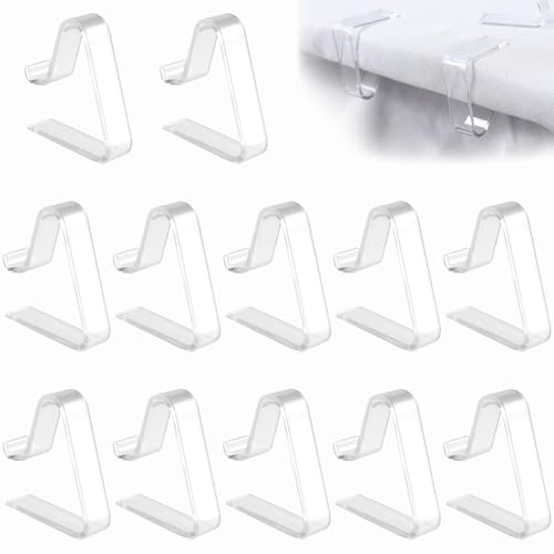 ZFRITP Ensemble De 12 Pince Nappe,Pince pour Nappe De Table,Pinces À Nappe en Plastique Transparent, Adaptées Aux Tables De 3,5 À 5 Cm D'Épaisseur, pour,...