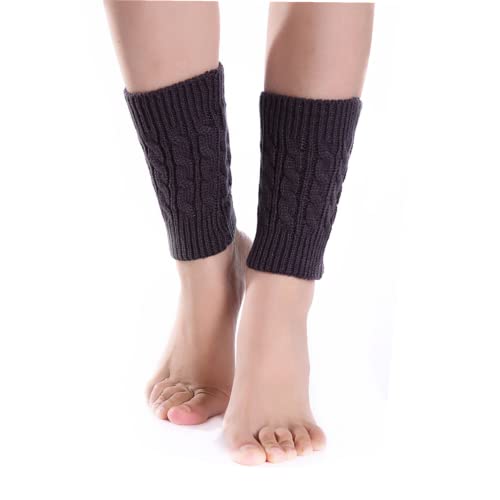 Dearanswer Women Knit Leg Warmers Boot Cuffs Topper Socks Cute Short Leg Warmers Short Boots Socks Warm and comfortable,Dark gray - Thumbnail 2