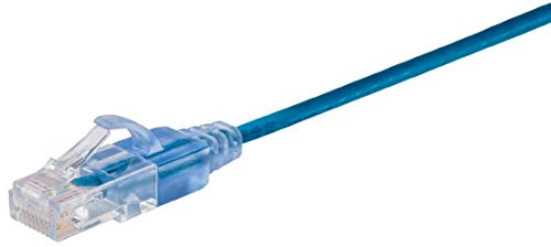 Image of Monoprice Cat6A 30ft Blue 5-Pk Patch Cable UTP 30AWG 10G Pure Bare Copper Snagless RJ45 SlimRun Series Ethernet Cable