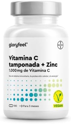 Vitamina C 1000mg + Zinc 20mg - 180 Cápsulas - Apoya el Sistema I...