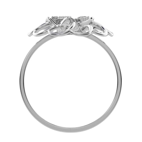 0.075 Ct Round Cut Diamond Dainty Minimalist Floral Halo Cocktail Star Light Solid 14K White Gold Everyday Ring2