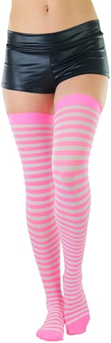 Image of ToBeInStyle Women's Opaque Hosiery Thin Striped Thigh High Long Stocking