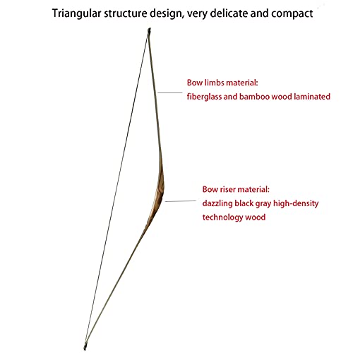 Obtoutdoor Black Hunter 58" Triangle Traditional Long Bow 20-40Lbs Archery Longbow Right Hand Hunting Target Exquisite For Beginner Women Teens (40Lbs) #TOP2