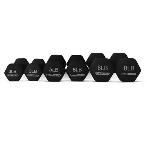 HolaHatha Neoprene Dumbbell Weights Set with Rack, 32 Lbs, Black - image 9