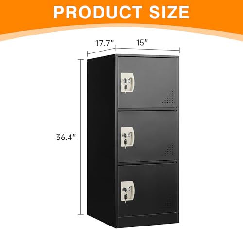 Image of Metal Locker Storage Locker, 36 inch Lockable Lockers for Employees, Home, Office, School, Assemble Required (Black)