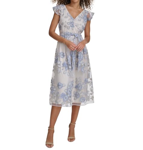 Image of Kensie Women's Cap Sleeve Tie Wasit Midi Dress