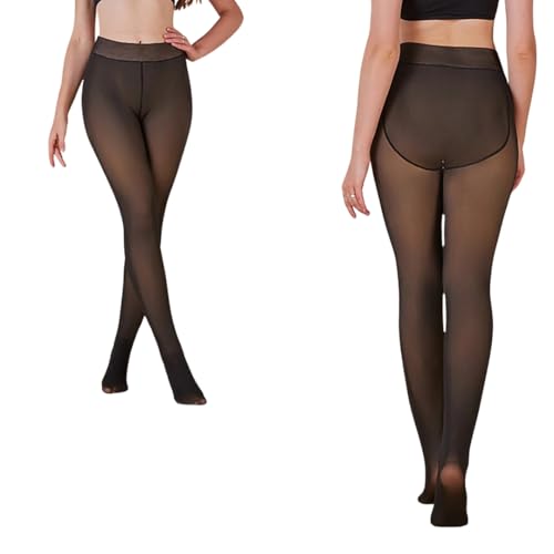 Image of NINGMI Winter Fleece Warm Thermal Leggings, Fake Translucent Leggings Tights Pants for Women and Girls (in, Alpha, 2XL, Fake Translucent Skin)