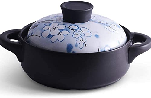 WEYFH Cazuela De Barro Olla De Terracota Cazuela De Cerámica - Cocción A Alta Temperatura, Nutrición Saludable, Ahorro De Energía, C (Azul 3.5L)