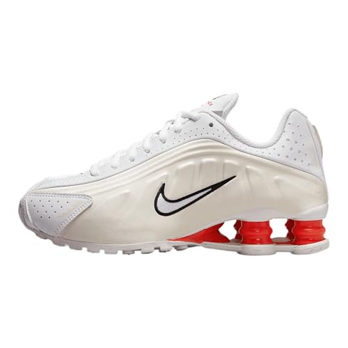 Nike Shox R4 Big Kids' Shoes (CW2626-102, White/Phantom/Picante Red/White)