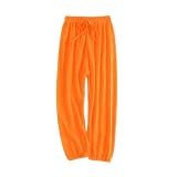 Pantalones Bombachos Largos de Verano Suaves para niños y niñas, Pantalones Bombachos básicos con Cintura elástica y Unicolor (Orange, 7-8 Years)