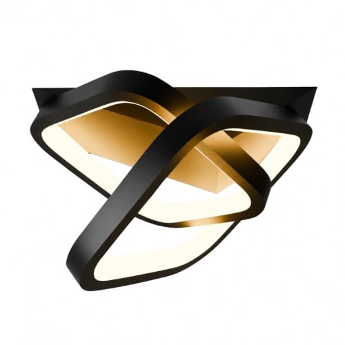 Image of 50W LED Ceiling Light, Square Chandelier Ceiling Lamp, 3 Color Modes Warm /Natural /Cool White, CRI 97 Anti-Glare Eye Protection Light for Bedroom, Living Room, Hall, Dining Room, Office, Black