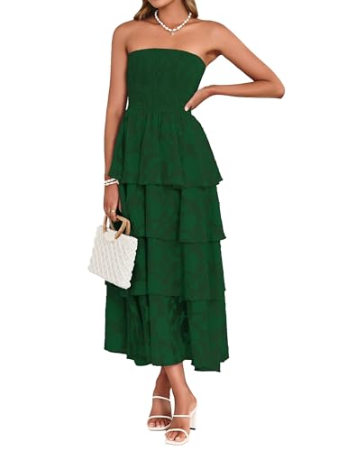 Image of Simplee Womens Summer Strapless Maxi Dress 2026 Boho Floral Off Shoulder Wedding Guest Dresses Tiered Beach Long Sundress