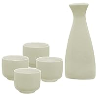 Algopix Similar Product 4 - White Ceramic Sake Serving Carafe and 4