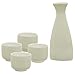 White Ceramic Sake Serving Carafe and 4 Cups - Traditional Japanese Style 5 Piece Gift Set