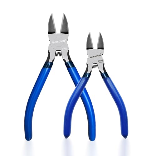 Image of KAIHAOWIN Wire Cutters 5-Inch and 6-Inch Set Flush Cutters Ultra Sharp Spring Loaded Wire Snips Clippers Cutting Pliers for Crafting Jewelry Making-2 PCS