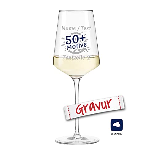 LEONARDO Weinglas mit Gravur personalisiert / Namen Text Motiv, Weißwein-Glas graviert als Geschenk zum Geburtstag Jahrestag Hochzeit Verlobung, Geschenkidee Frauen Männer Mama Papa (PUCCINI, 400 ml)