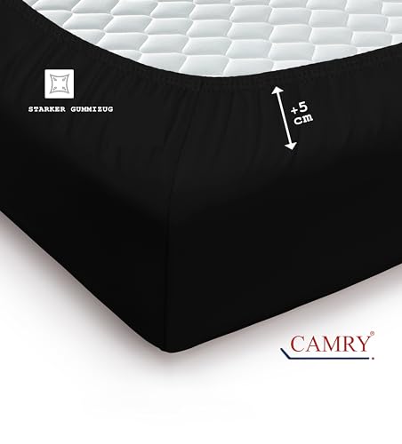 Camry Spannbettlaken 2er-Set 90x200cm - 100x200cm Schwarz Baumwolle Jersey Spannbetttuch Oeko-Tex – Ansicht 4