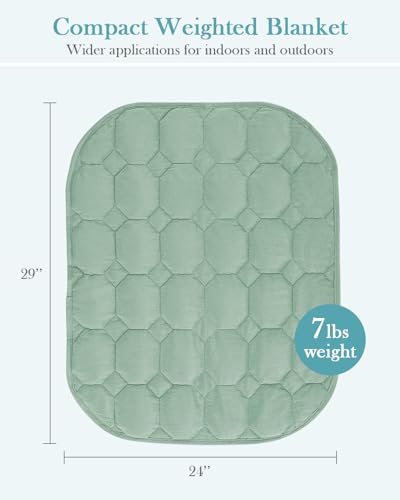 Image of Topblan Weighted Lap Blanket 7lbs for Adults, Small Weighted Blanket Throw for Napping, Relaxation, Calming and Travel, Skin Friendly & Machine Washable for All-Season Sleeping,Sage 24x29 inches