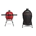 Kamado Joe Big Joe II 24 inch Charcoal Grill in Blaze Red with Grill Cover Bundle, BJ24RHC
