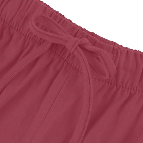 Cotton Linen Pants Women High Waisted Flowy Pant Wide Leg Pants Beach Palazzo Trousers with Pockets Summer Bottoms4