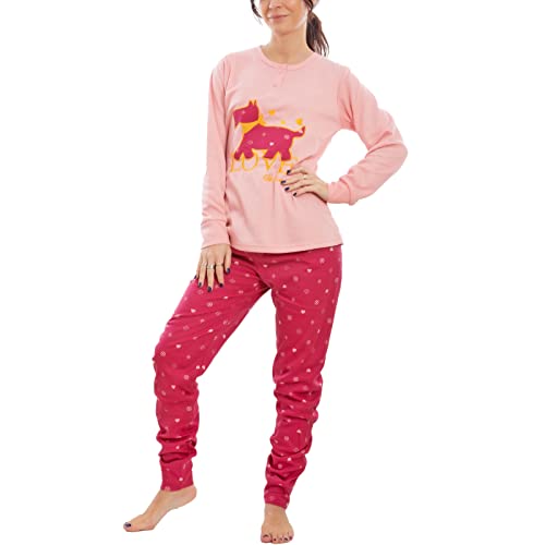 Pyjama femme peluche anti-froid Toocool IT-5339 pantalon rose L