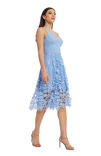 Image of Dress the Population Women's Darleen Sleeveless Plunging Neckline Fit and Flare Midi Dress