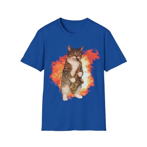 T-shirt saxophone et chat drôle idéal pour vos soirées de jazz et moments détente