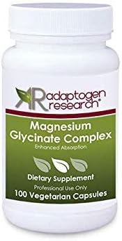 Magnesium Glycinate Complex | 100 mg Magnesium bisglycinate chelate, Magnesium oxide | Enhanced Absorption |100 Vegetarian caps | by Adaptogen Research Pharmaceutical Grade Supplements