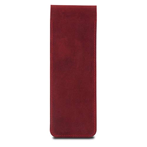 Image of Londo Genuine Leather Pen and Pencil Case with Tuck in Flap, Stationery Bag