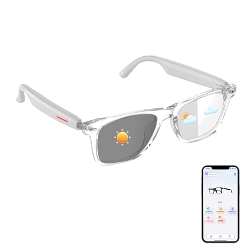 AI Translation Glasses, Smart Glasses Powered by ChatGPT, Photochromic Lenses, Support 169 Languages, Real-Time Translation via APP, Bluetooth Glasses for Men & Women, Meeting Travel Trade (