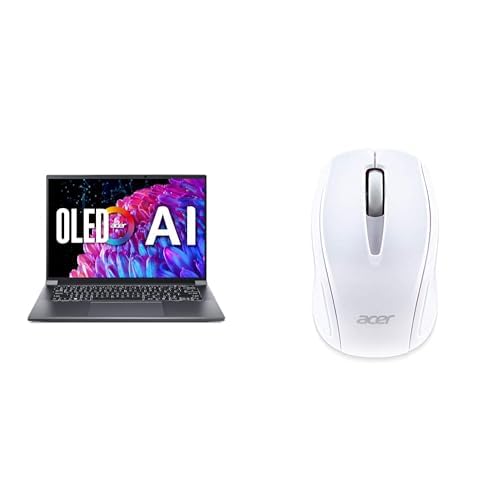 Image of Acer Swift X 14 Laptop | 14.5 inch OLED | Unlock AI Experiences | Ultra 7 155H | RTX 4060 | 16GB LPDDR5X | 1TB SSD | SFX14-72G-77NJ White M501 Wireless Mouse