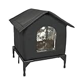 MagiDeal Niche d'extérieur pour Chat, abri isolé et Coupe-Vent en Tissu Oxford, Tente Chaude pour l'hiver, véranda, Patio, Jardin, M Black