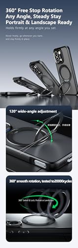 Image of Compatible with Realme 15 5G Case Cover,Compatible with Realme 15 Pro 5G RMX5101 Built-in 360Rotating Magnetic Mount Matte Translucent Phone Protective Case Black