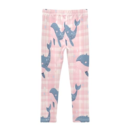 Bolaz Toddler Girls Leggings Printed Yoga Pants Leggings Pink Checkered Whale for Kids2