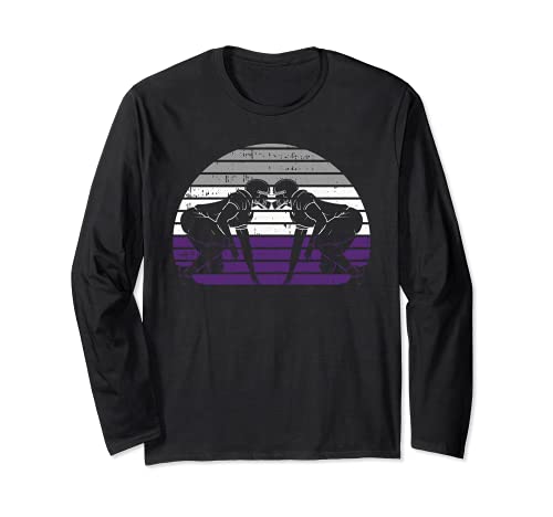 Football Player LGBT-Q Retro Asexual Ace Pride Rugby Sport Long Sleeve T-Shirt, Black