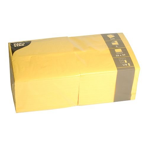 1000 servilletas de 3 Capas, Pliegue 1/8, 33 x 33 cm, Amarillo (84580)